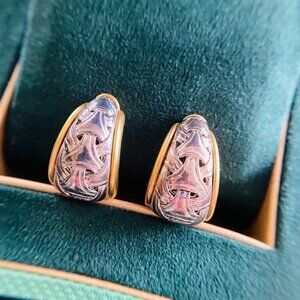 Oscar De La Renta Love Knot Vintage Mixed Metal Clip On Earrings